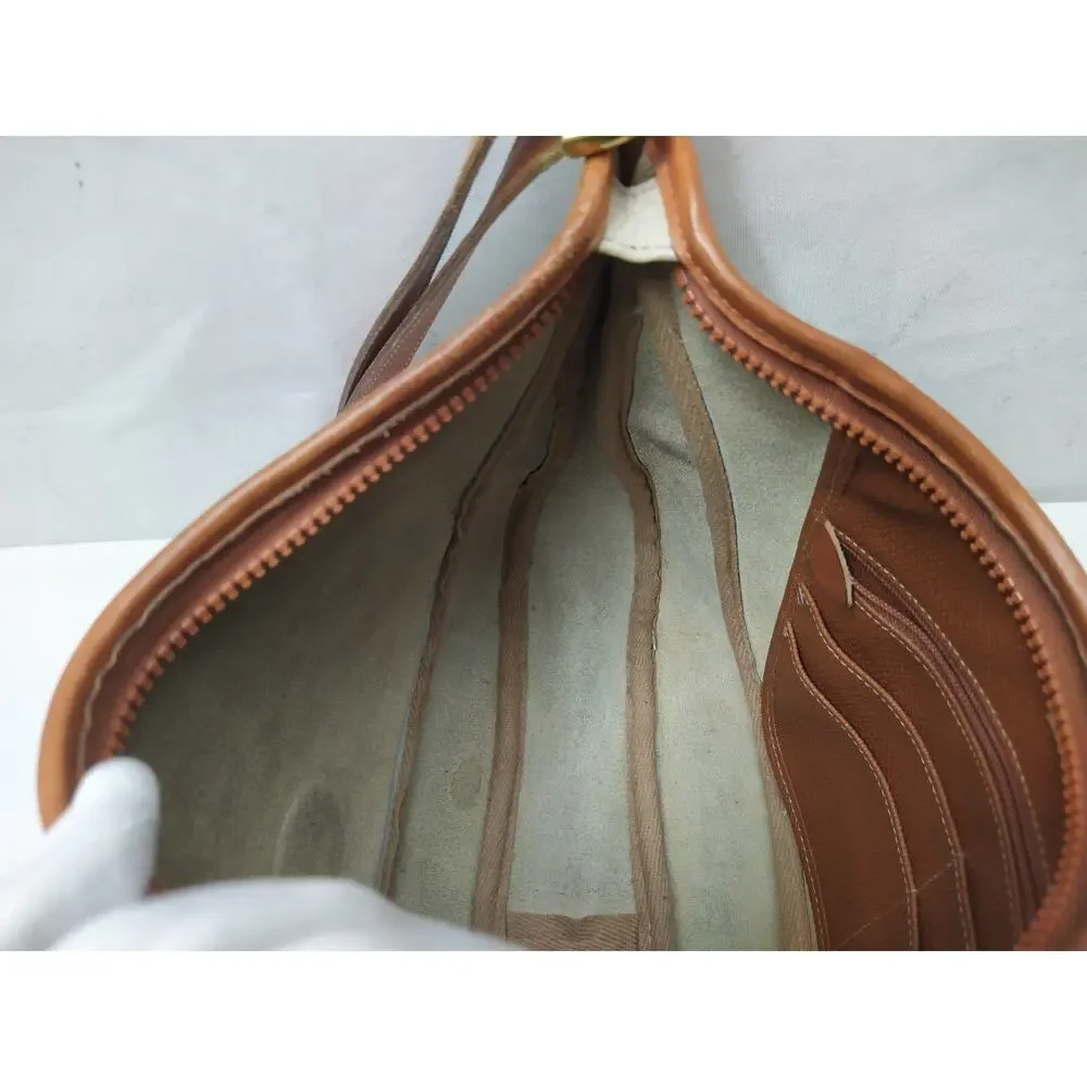 Dooney & Bourke Ivory Pebbled Leather Zipper Hobo Shoulder Bag - Vintage